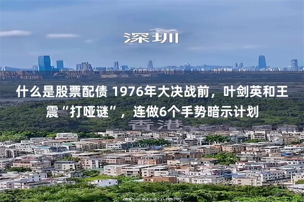 什么是股票配债 1976年大决战前，叶剑英和王震“打哑谜”，连做6个手势暗示计划