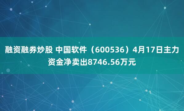 融资融券炒股 中国软件（600536）4月17日主力资金净卖出8746.56万元
