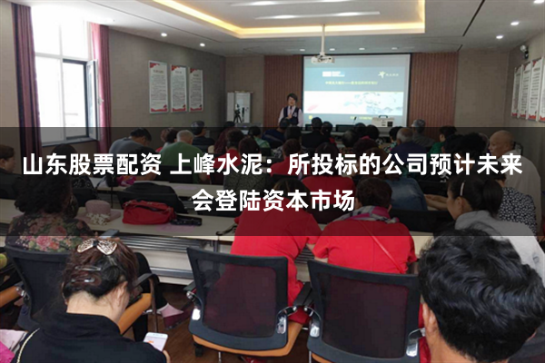 山东股票配资 上峰水泥：所投标的公司预计未来会登陆资本市场
