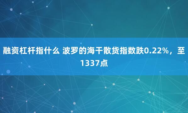 融资杠杆指什么 波罗的海干散货指数跌0.22%，至1337点