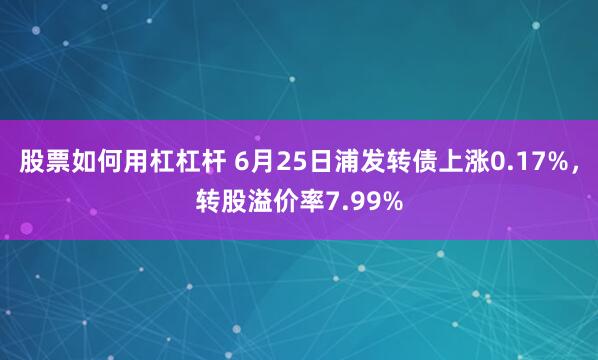 股票如何用杠杠杆 6月25日浦发转债上涨0.17%，转股溢价率7.99%