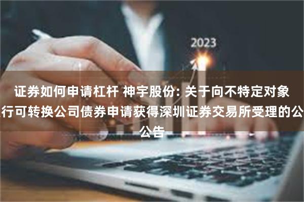 证券如何申请杠杆 神宇股份: 关于向不特定对象发行可转换公司债券申请获得深圳证券交易所受理的公告