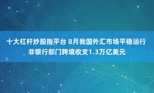 十大杠杆炒股指平台 8月我国外汇市场平稳运行 非银行部门跨境收支1.3万亿美元